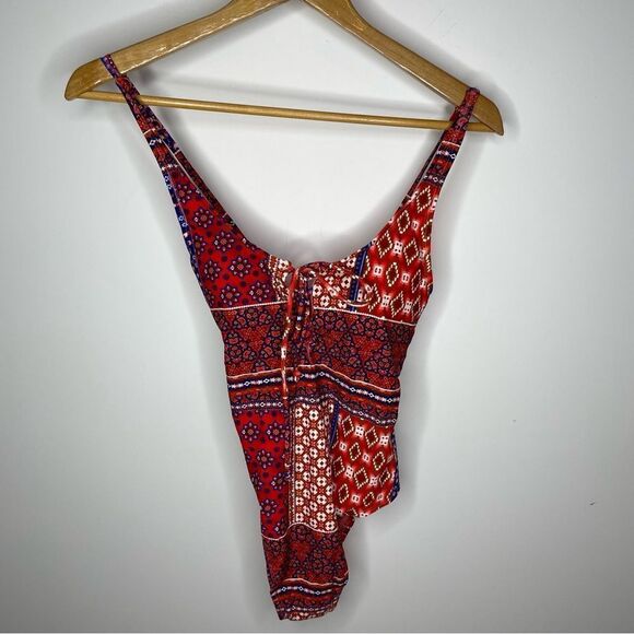 New Indigo Rein Boho Patchwork Paisley One Piece Swimsuit Swim Strappy Print M - Picture 4 of 10